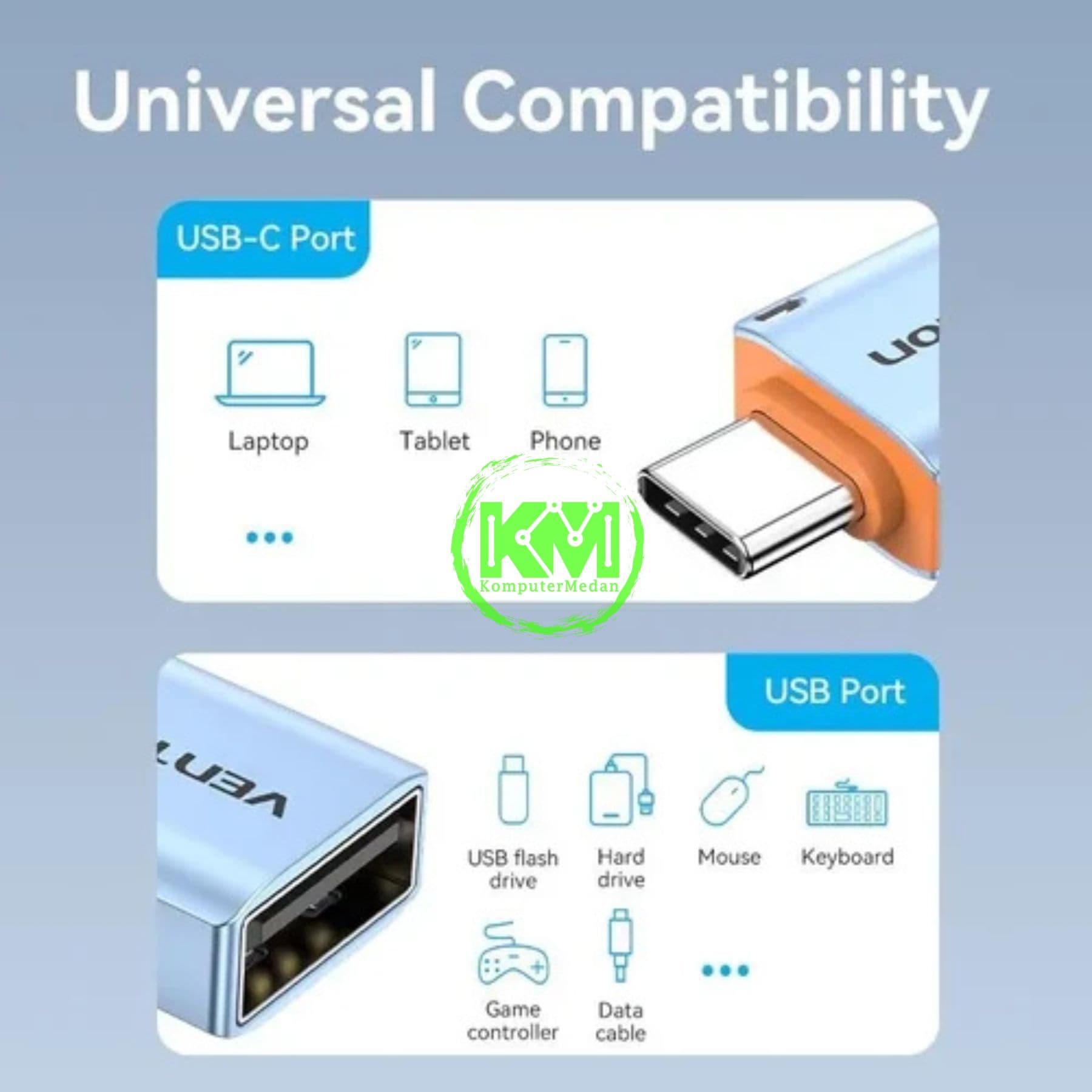 VENTION USB 3.1 TYPE-C MALE TO USB FEMALE OTG ADAPTER WITH LANYARD GRAY ALUMINUM ALLOY TYPE (CUBH0) - NP - Image 3
