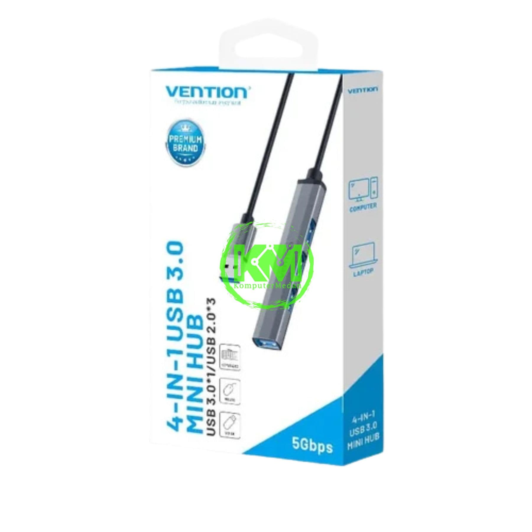 VENTION USB 3.0 TO USB 3.0/USB 2.0*3 MINI HUB 0.15M GRAY METAL TYPE (CKOHB) - NP - Image 1