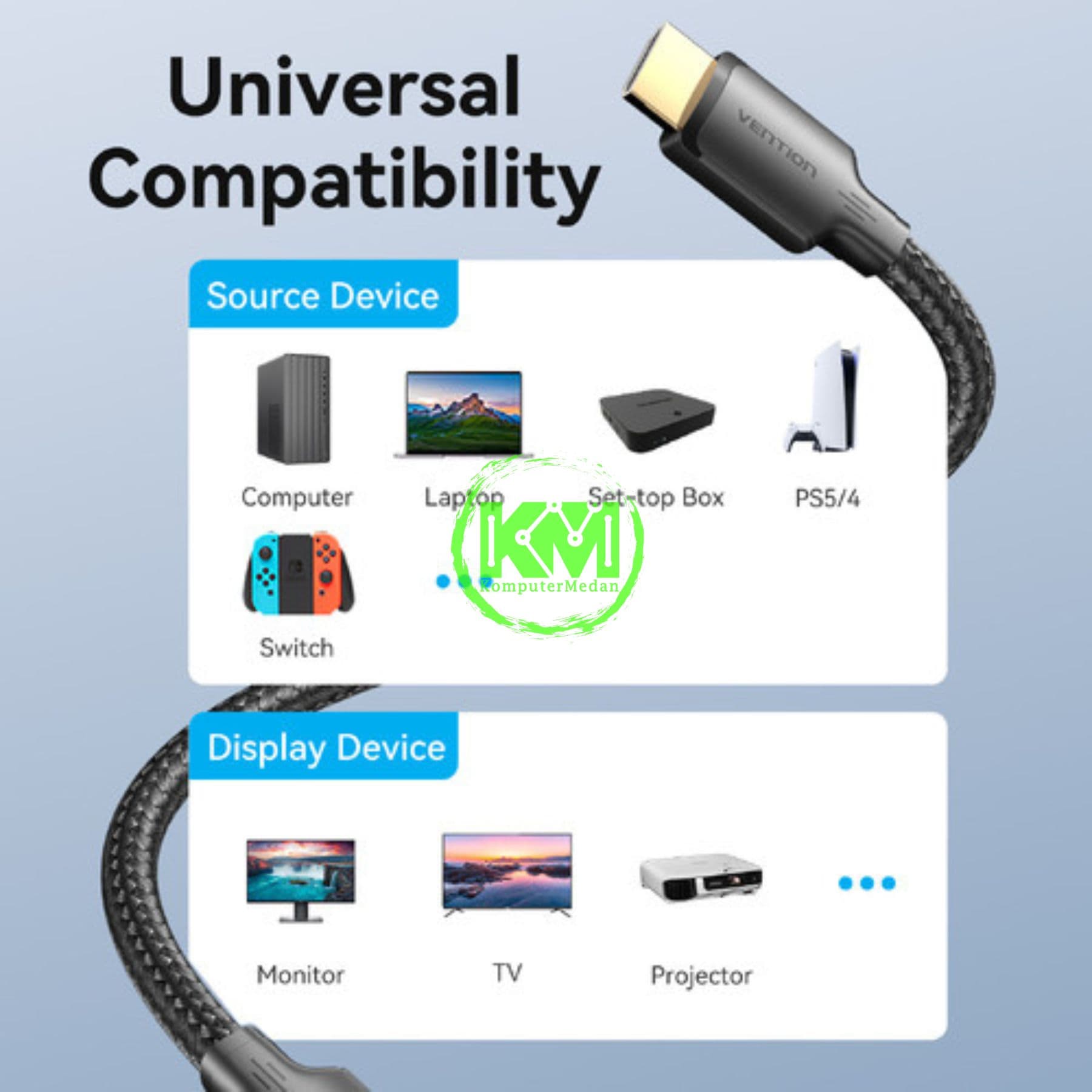VENTION COTTON BRAIDED 4K HDMI MALE TO MALE CABLE 2M BLACK (ALLBH) - Image 3