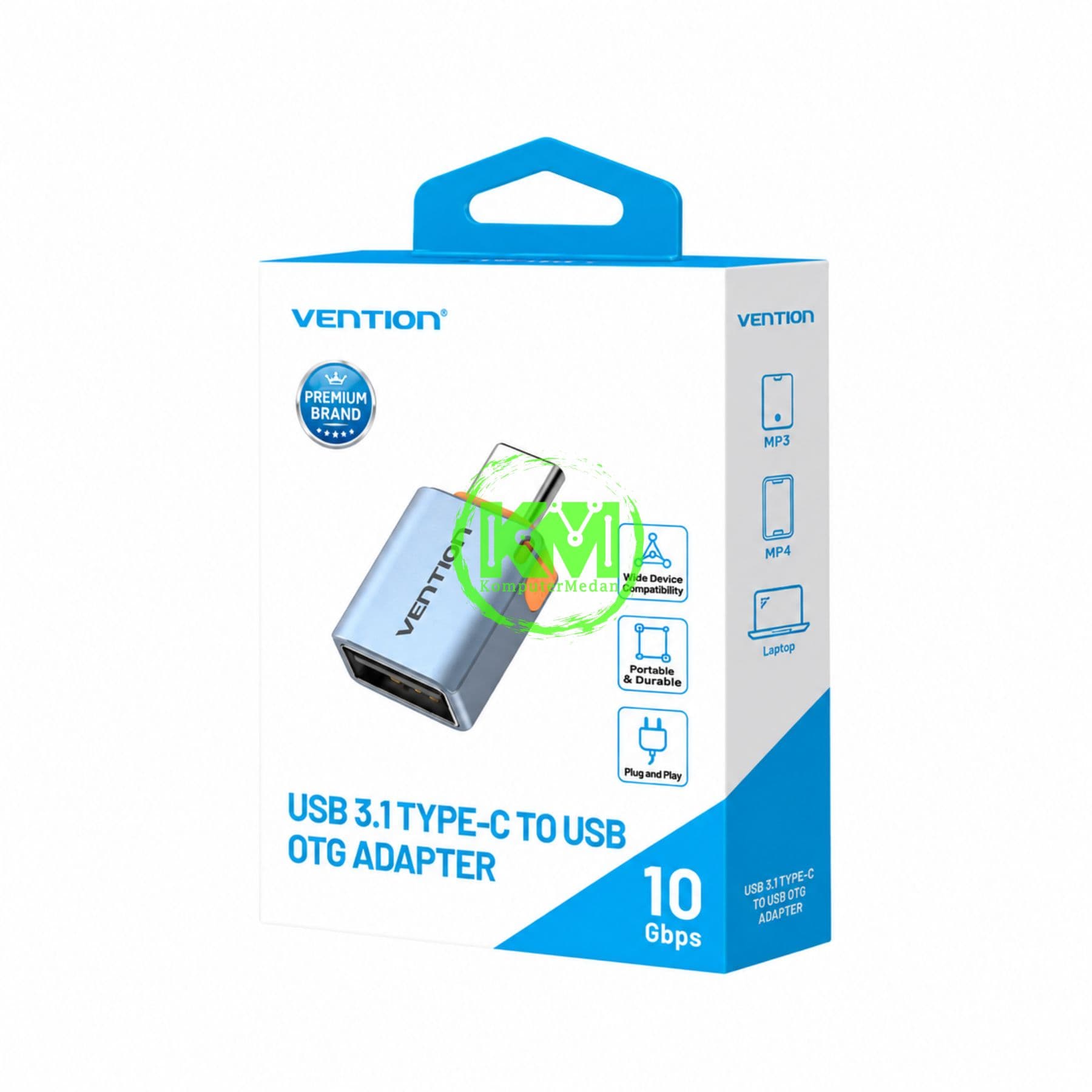 VENTION USB 3.1 TYPE-C MALE TO USB FEMALE OTG ADAPTER WITH LANYARD GRAY ALUMINUM ALLOY TYPE (CUBH0) - NP