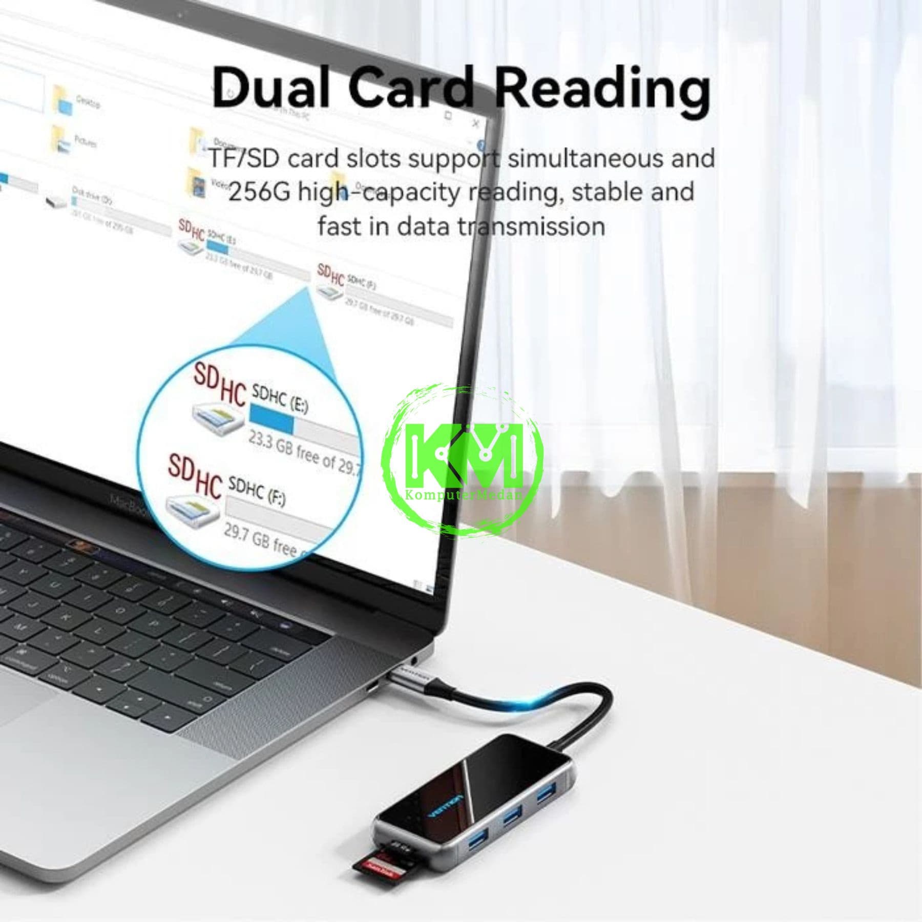 VENTION 7 IN 1 HUB USB-C TO HDMI/USB 3.0X3/SD/TF/PD DOCKING STATION 0.15M GRAY MIRRORED SURFACE TYPE (TFMHB) - NP - Image 3