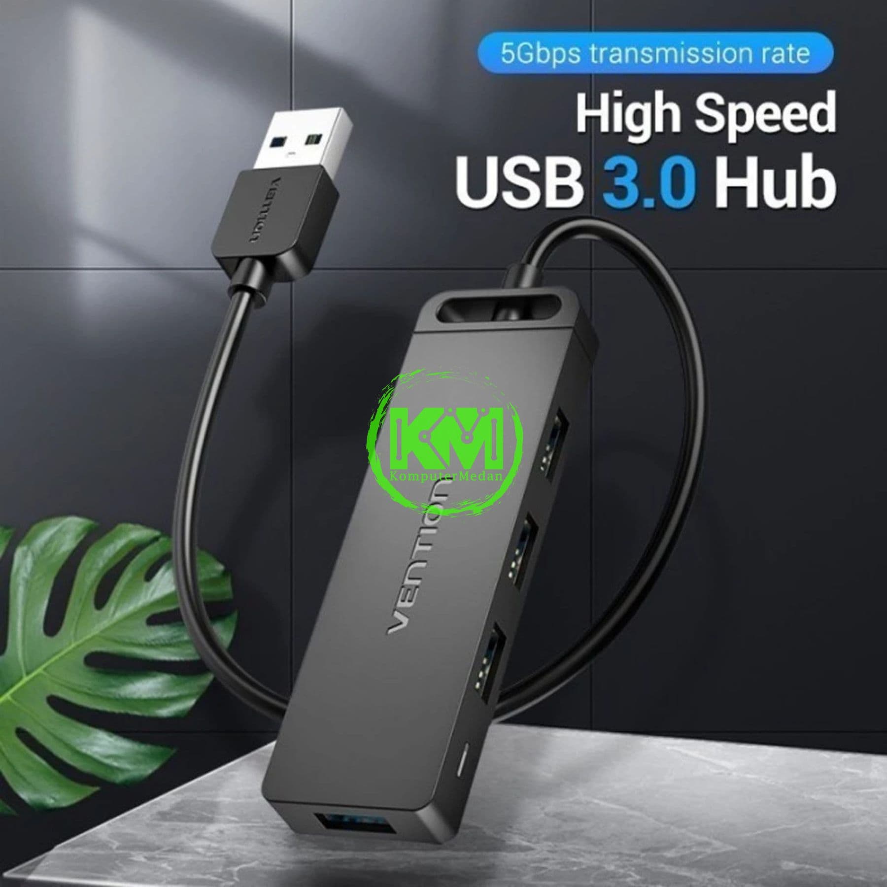 VENTION 4-PORT USB 3.0 HUB WITH POWER SUPPLY 0.15M BLACK (CHLBB-SCB) - NP - Image 3