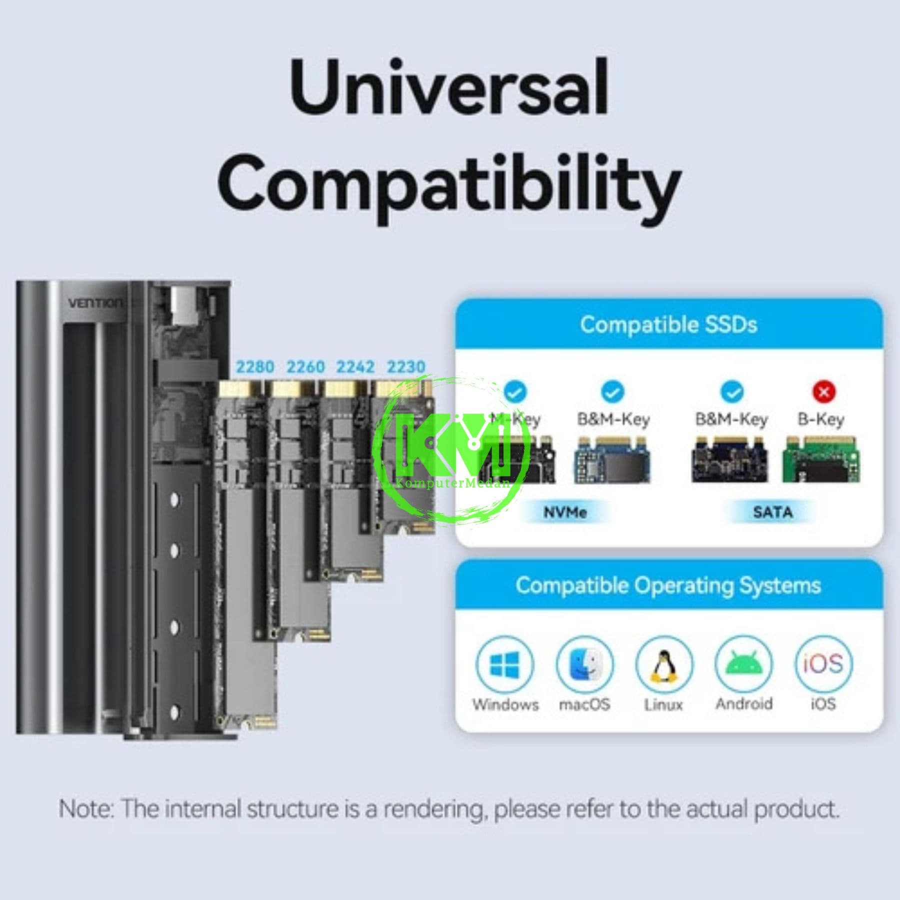 VENTION M.2 NVME & SATA SSD ENCLOSURE (USB 3.2 GEN 2-C) WITH HEAT SINK GRAY ALUMINUM ALLOY TYPE (KPLH0) - NP - Image 5