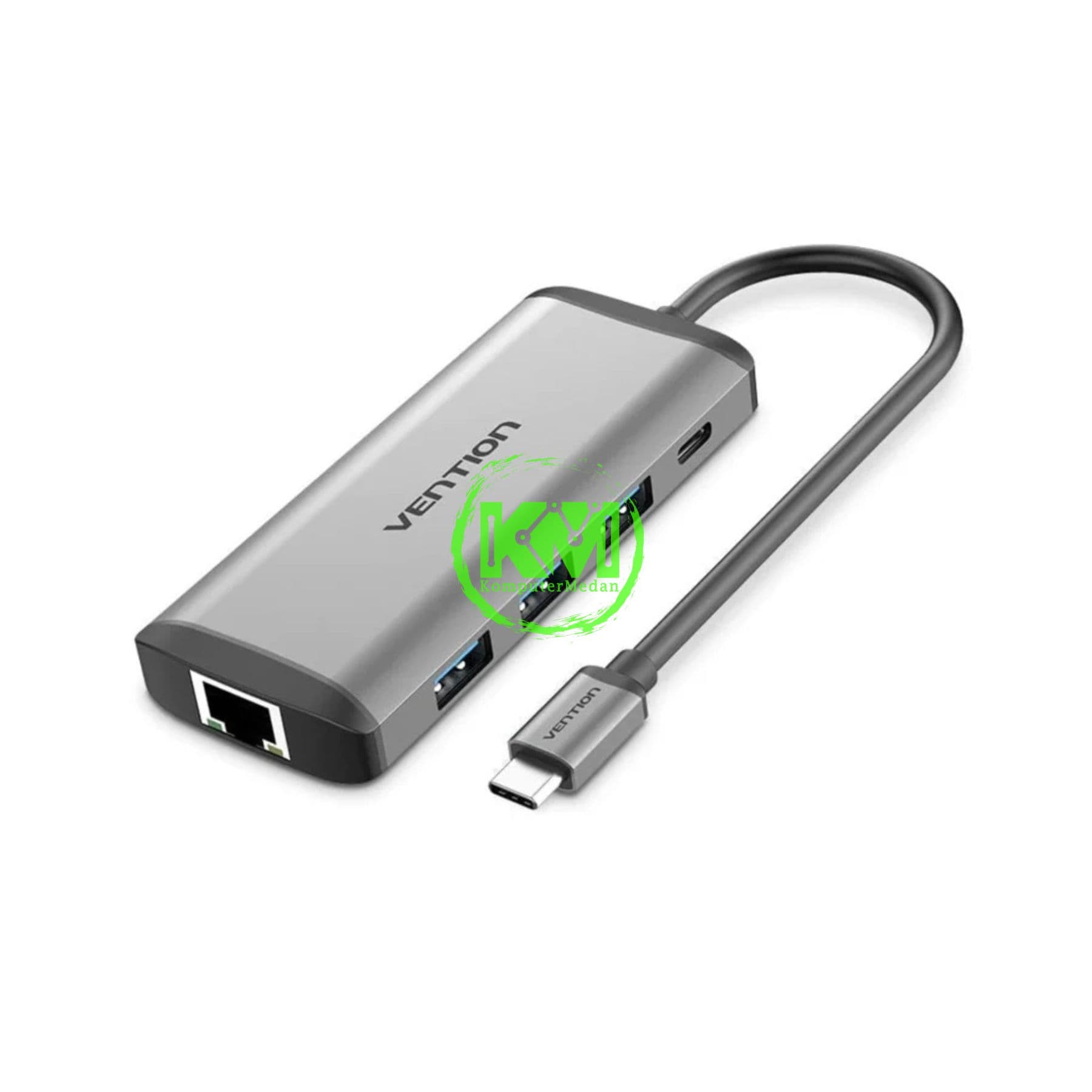 VENTION 7 IN 1 HUB TYPE-C TO HDMI/USB 3.0*3/RJ45/TF/SD/PD CONVERTER 0.15M GRAY METAL TYPE (CNDHB) - NP - Image 1
