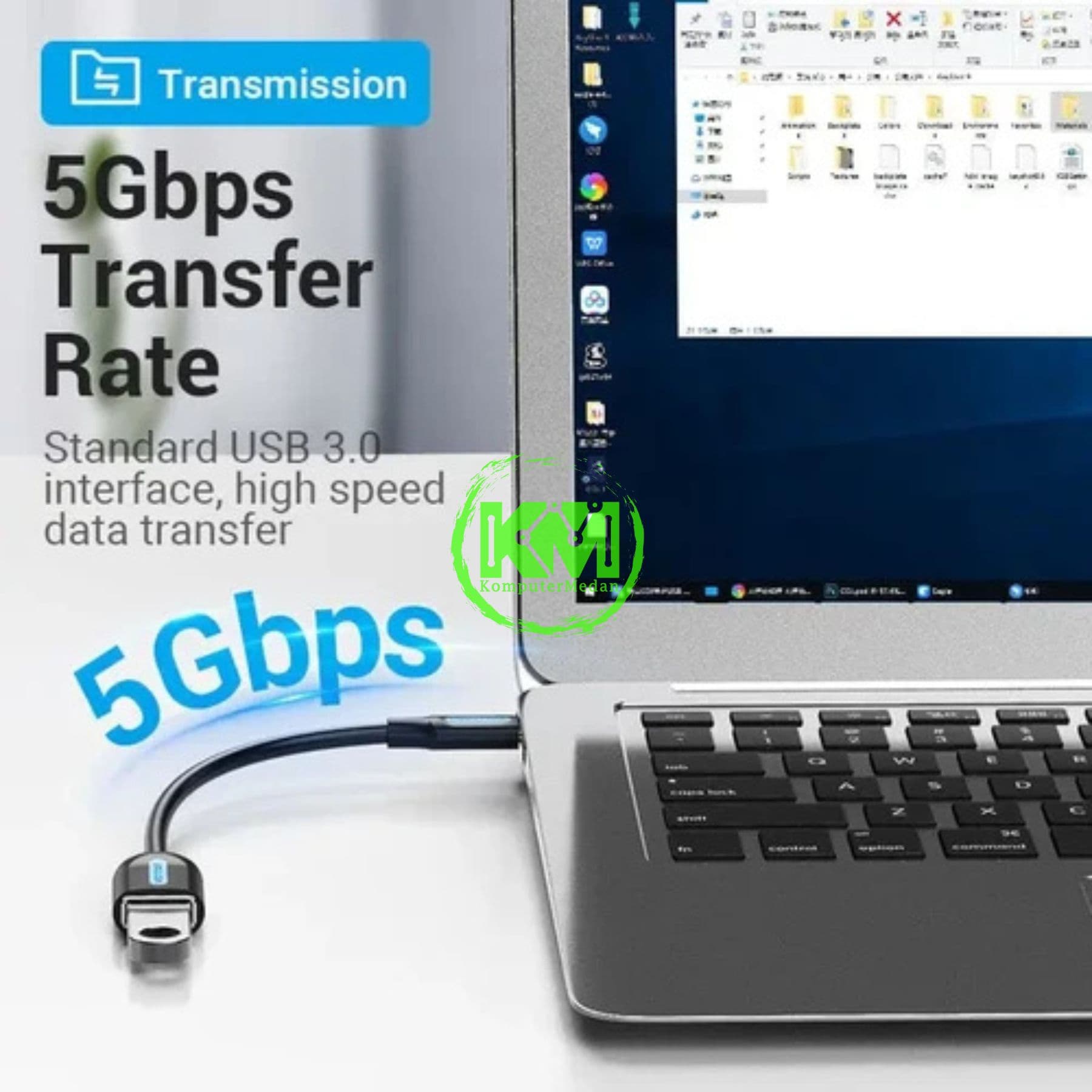 VENTION USB 3.1 (GEN 1) C MALE TO A FEMALE OTG CABLE 0.15M BLACK PVC TYPE (CCVBB) - Image 2