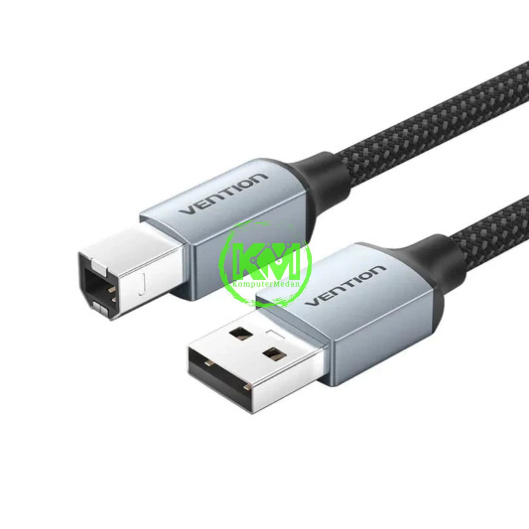 VENTION COTTON BRAIDED USB 2.0 A MALE TO B MALE PRINTER CABLE 5M GRAY ALUMINUM ALLOY TYPE (CTTHJ)