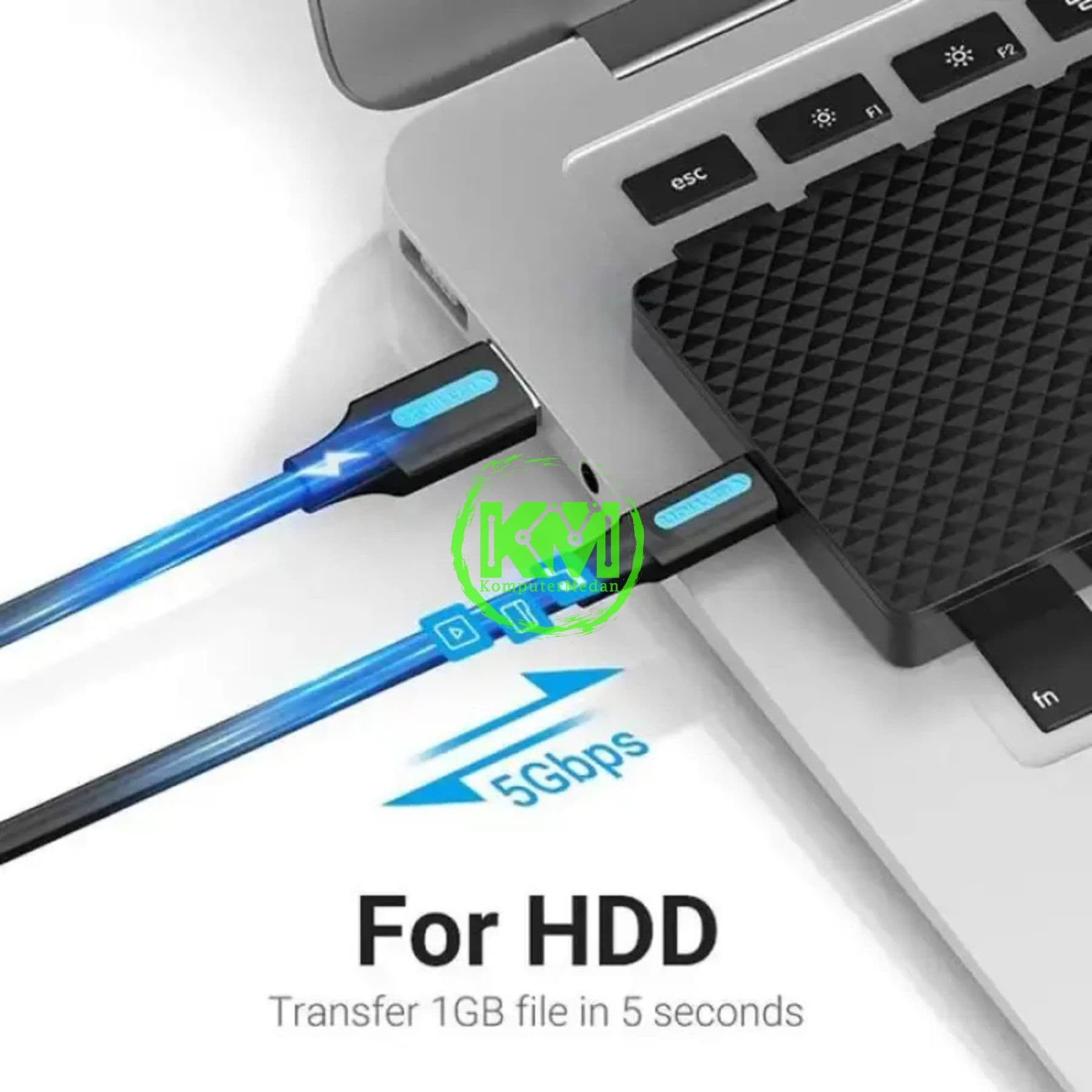 VENTION USB 3.0 A MALE TO C MALE CABLE 2M BLACK PVC TYPE (COZBH) - Image 5