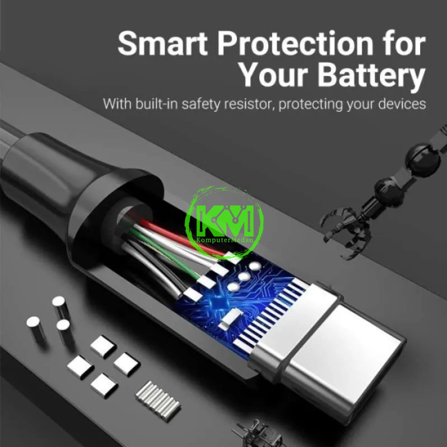 VENTION USB 3.0 A MALE TO C MALE CABLE 2M BLACK PVC TYPE (COZBH) - Image 3