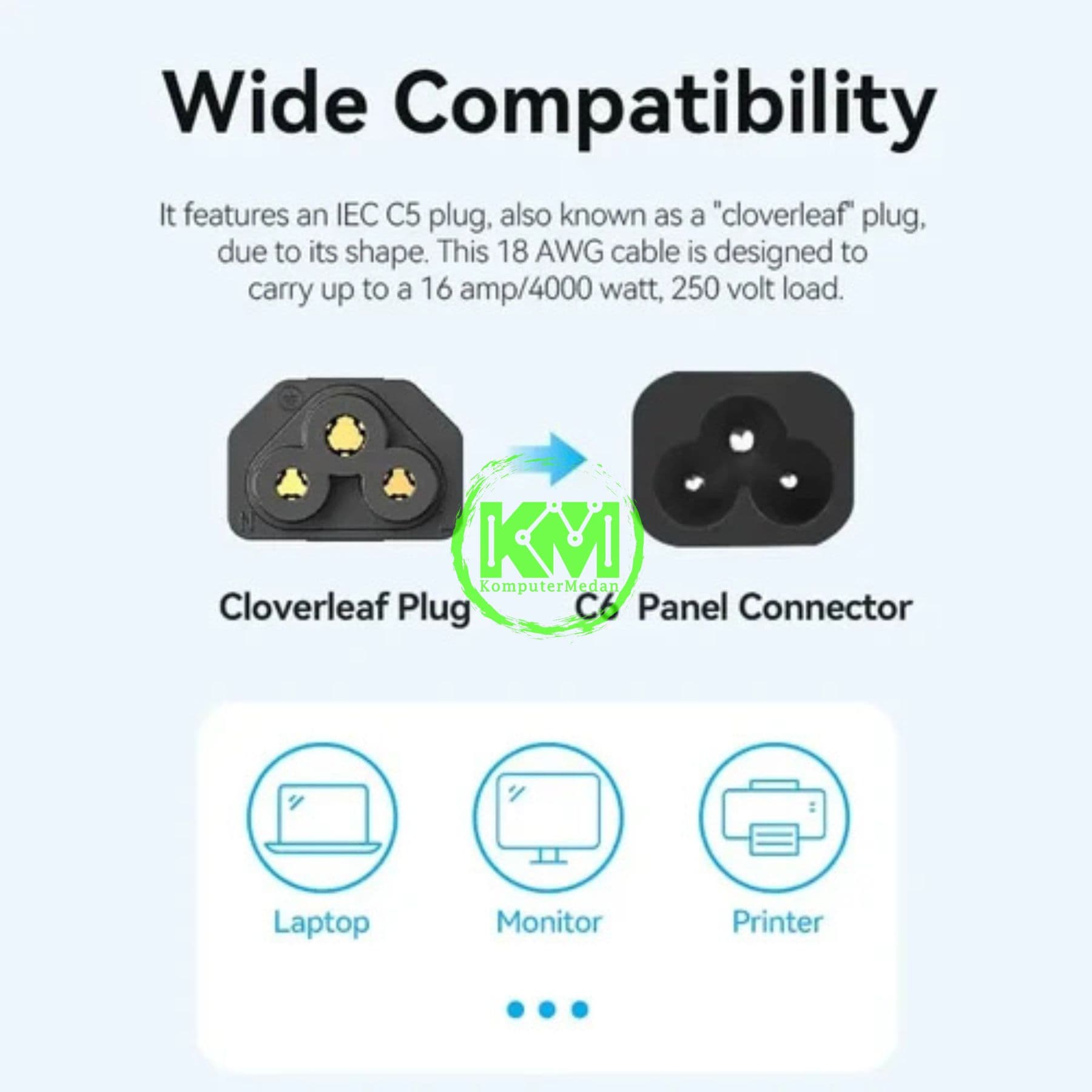 VENTION 3-PRONG POWER CORD 1.8M C5 CONNECTOR EU-PLUG (ZCHBAC) - Image 6