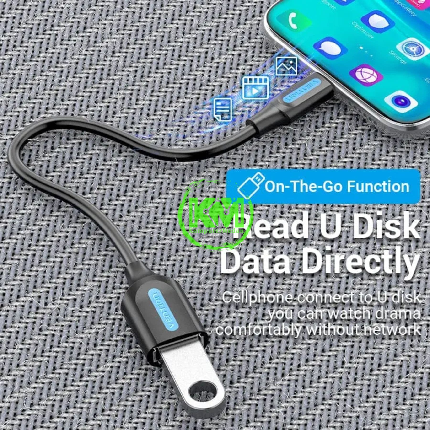 VENTION USB 3.1 (GEN 1) C MALE TO A FEMALE OTG CABLE 0.15M BLACK PVC TYPE (CCVBB) - Image 3