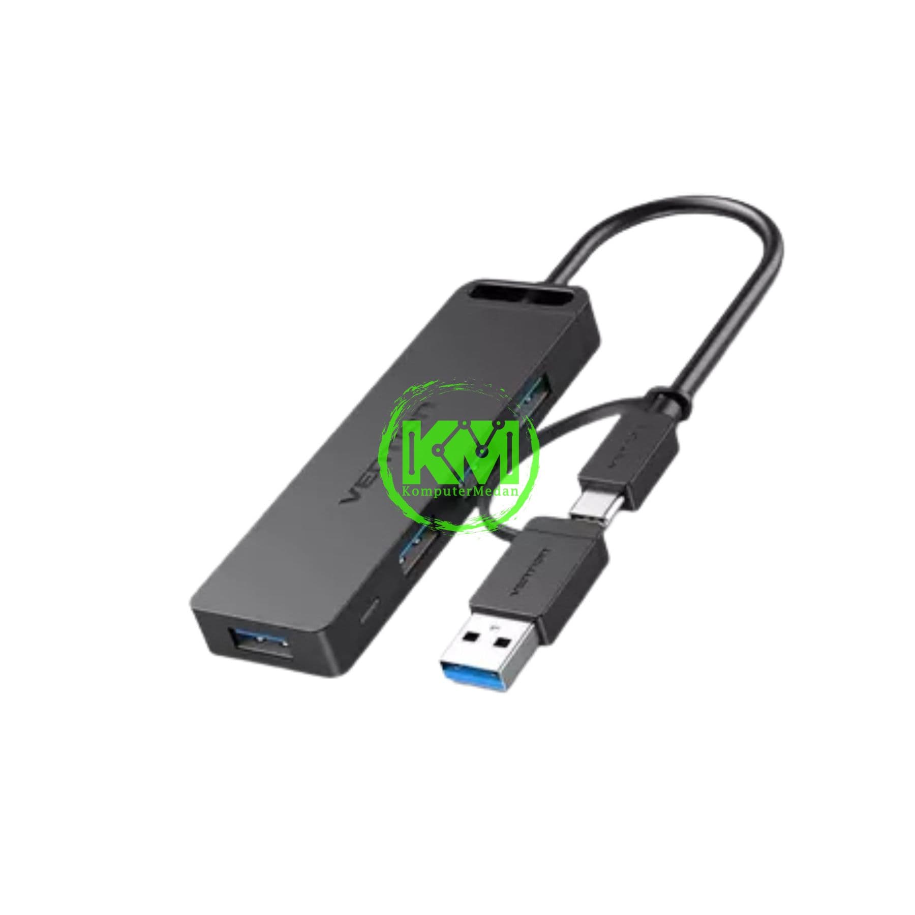 VENTION 4-PORT USB 3.0 HUB WITH USB-C & USB 3.0 2-IN-1 INTERFACE AND POWER SUPPLY 0.15M ABS TYPE (CHTBB) - Image 1
