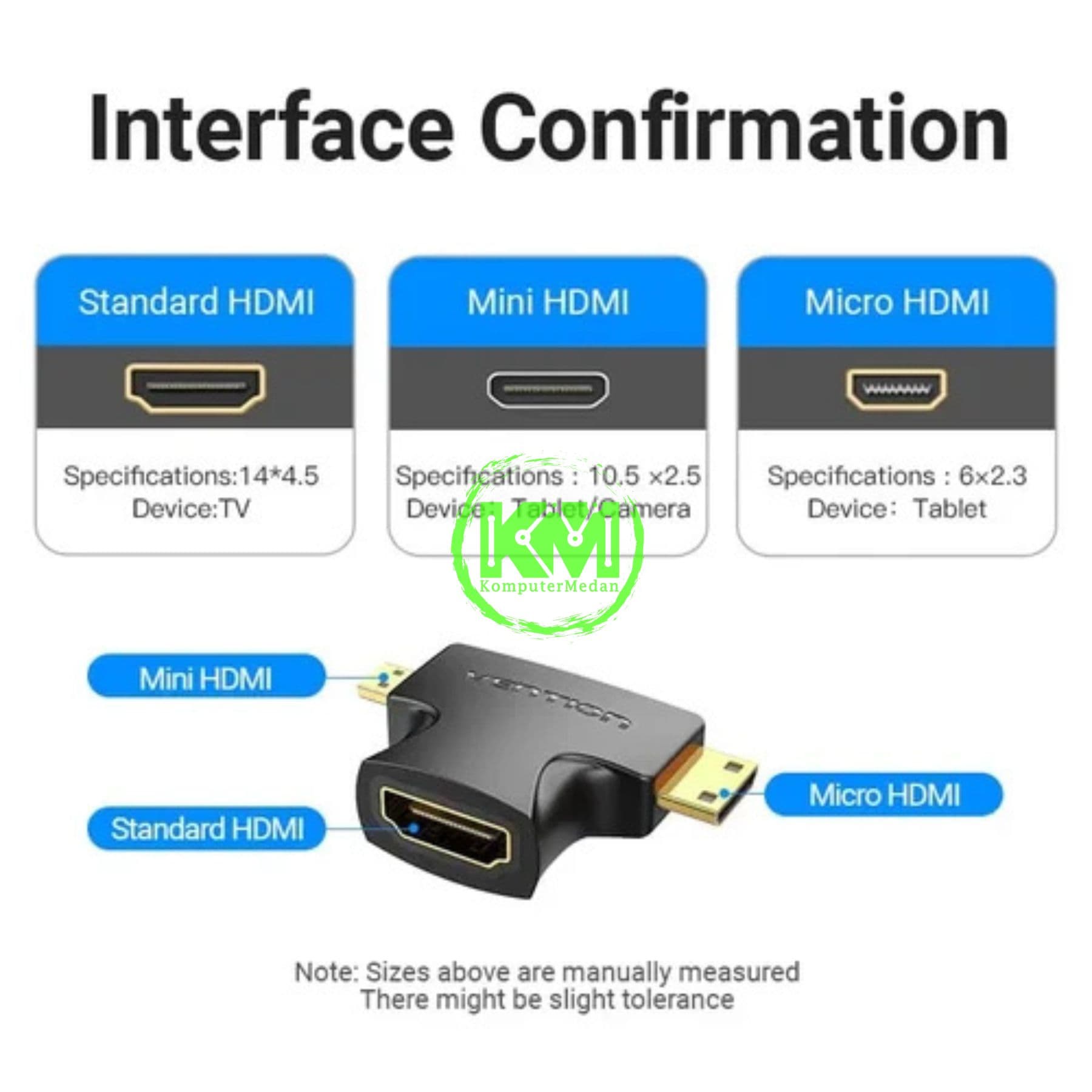 VENTION 2 IN 1 MINI HDMI AND MICRO HDMI MALE TO HDMI FEMALE ADAPTER BLACK (AGFB0) - Image 3