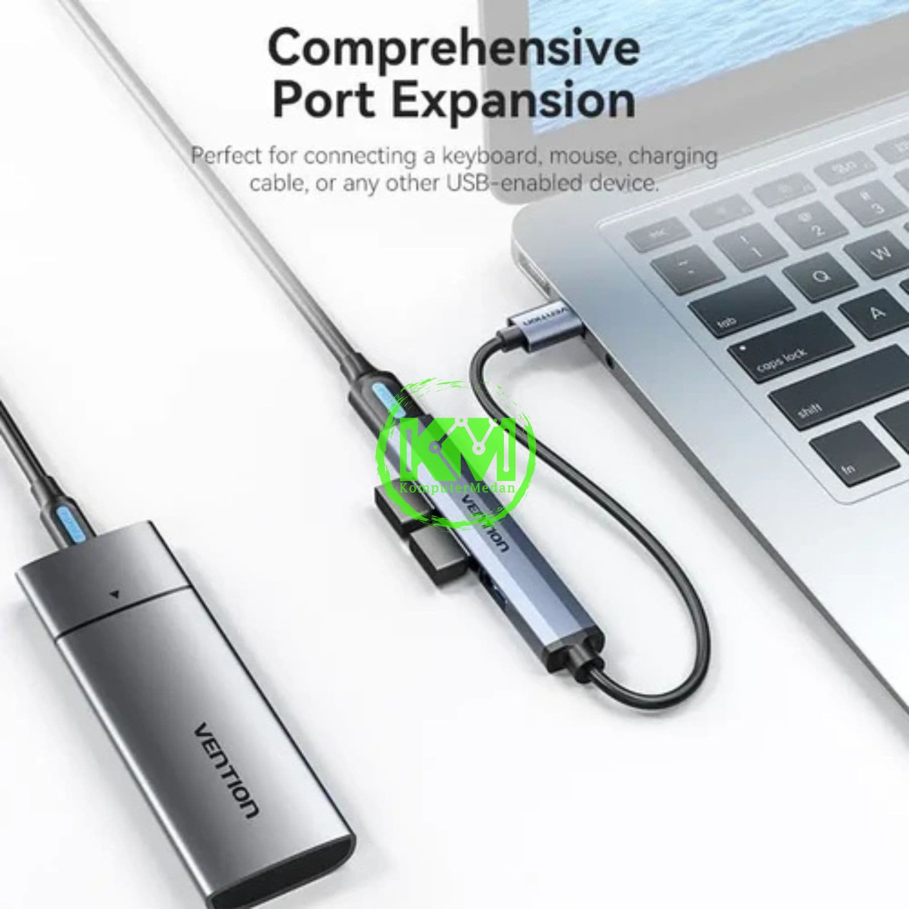 VENTION USB 3.0 TO USB 3.0/USB 2.0*3 MINI HUB 0.15M GRAY METAL TYPE (CKOHB) - Image 6