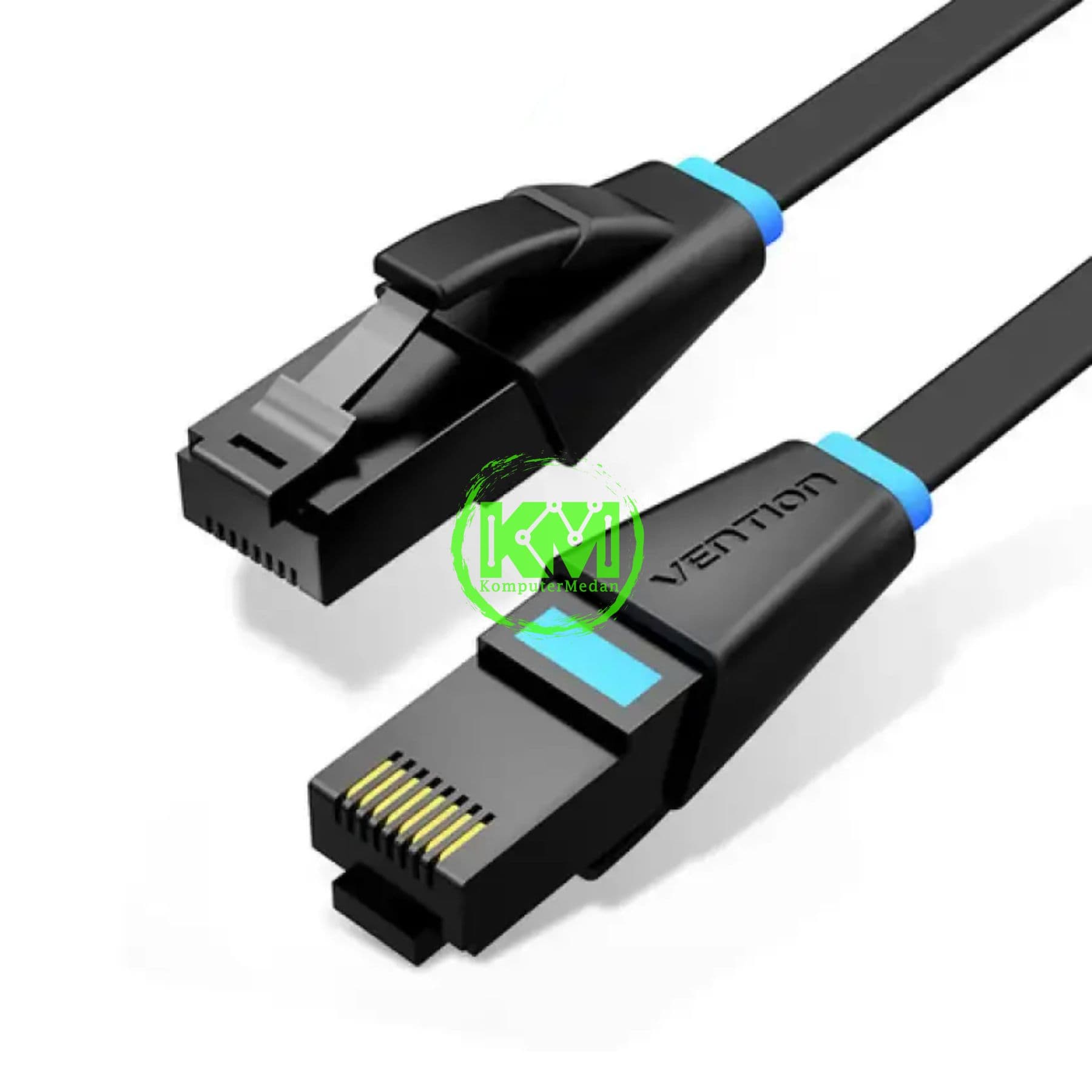 VENTION FLAT CAT.6 UTP PATCH CABLE 10M BLACK (IBJBL) - Image 1