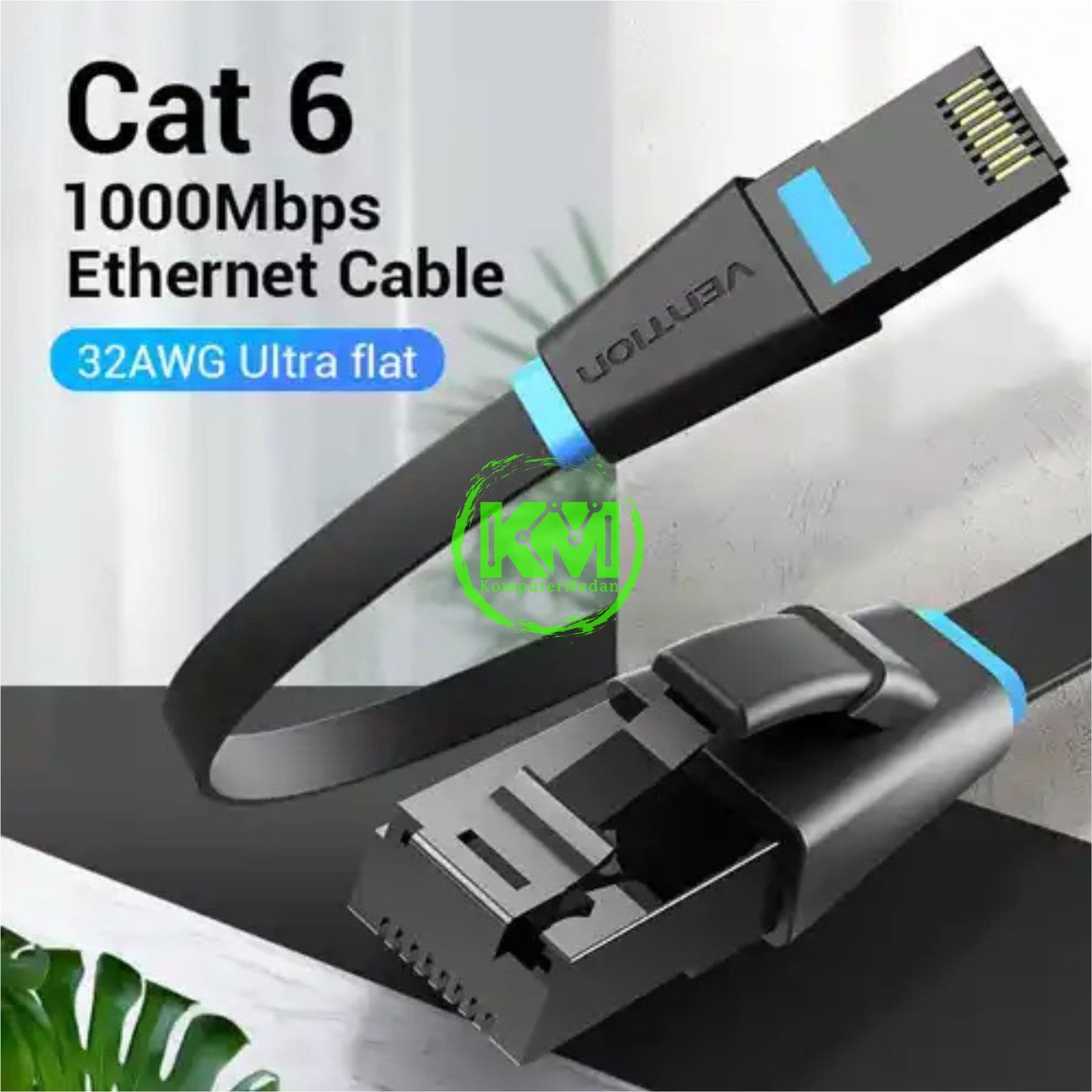 VENTION FLAT CAT.6 UTP PATCH CABLE 5M BLACK (IBJBJ) - Image 2