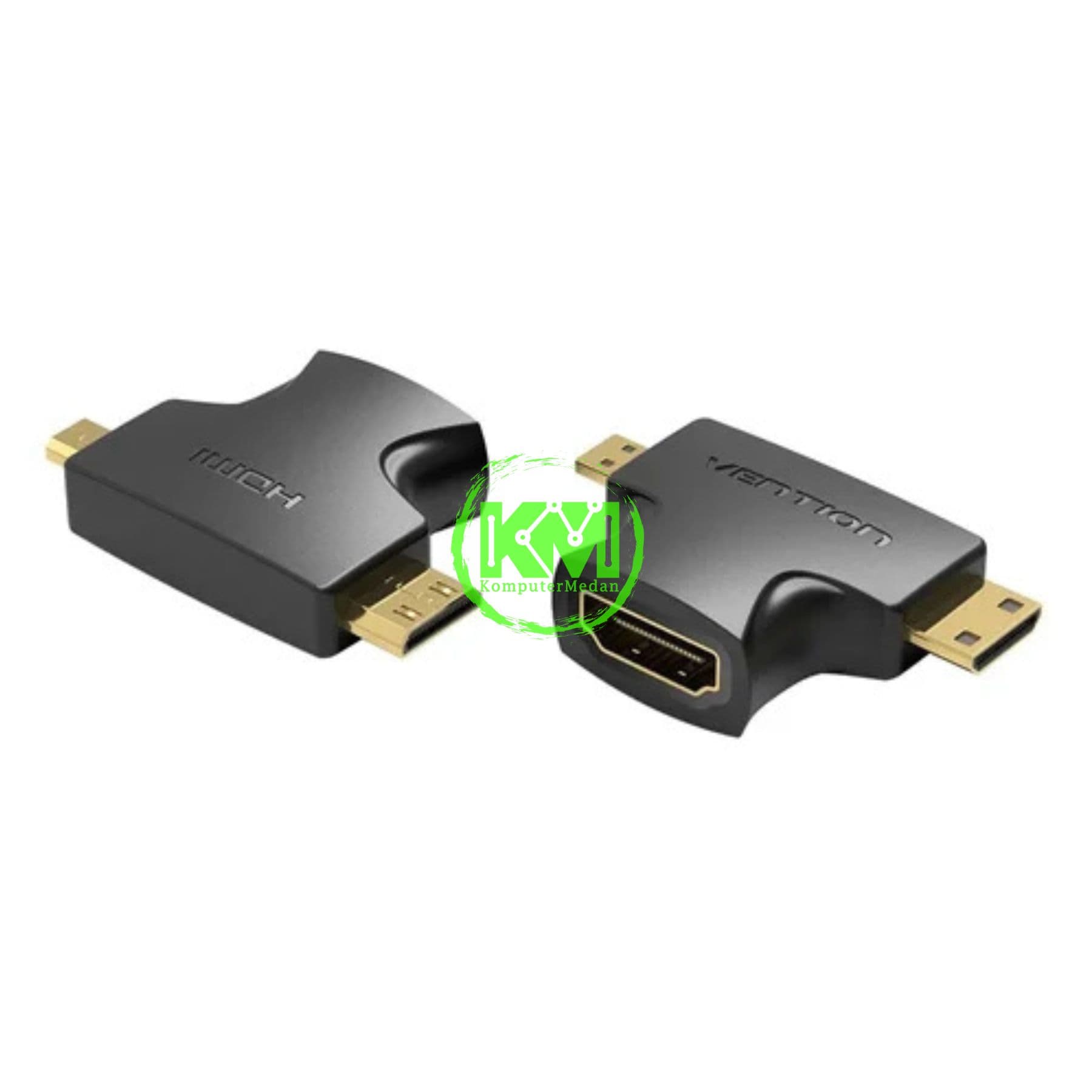 VENTION 2 IN 1 MINI HDMI AND MICRO HDMI MALE TO HDMI FEMALE ADAPTER BLACK (AGFB0)