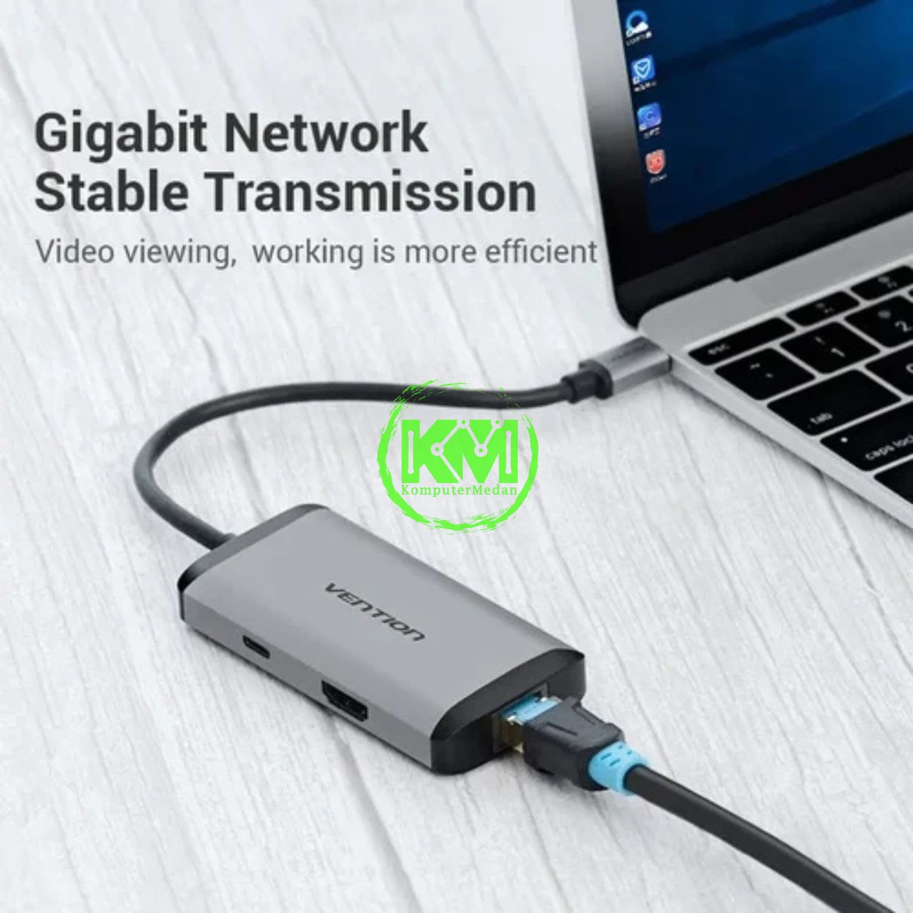 VENTION 6 IN 1 HUB TYPE-C TO HDMI/USB 3.0*3/RJ45/PD CONVERTER 0.15M GRAY METAL TYPE (CNCHB) - Image 3