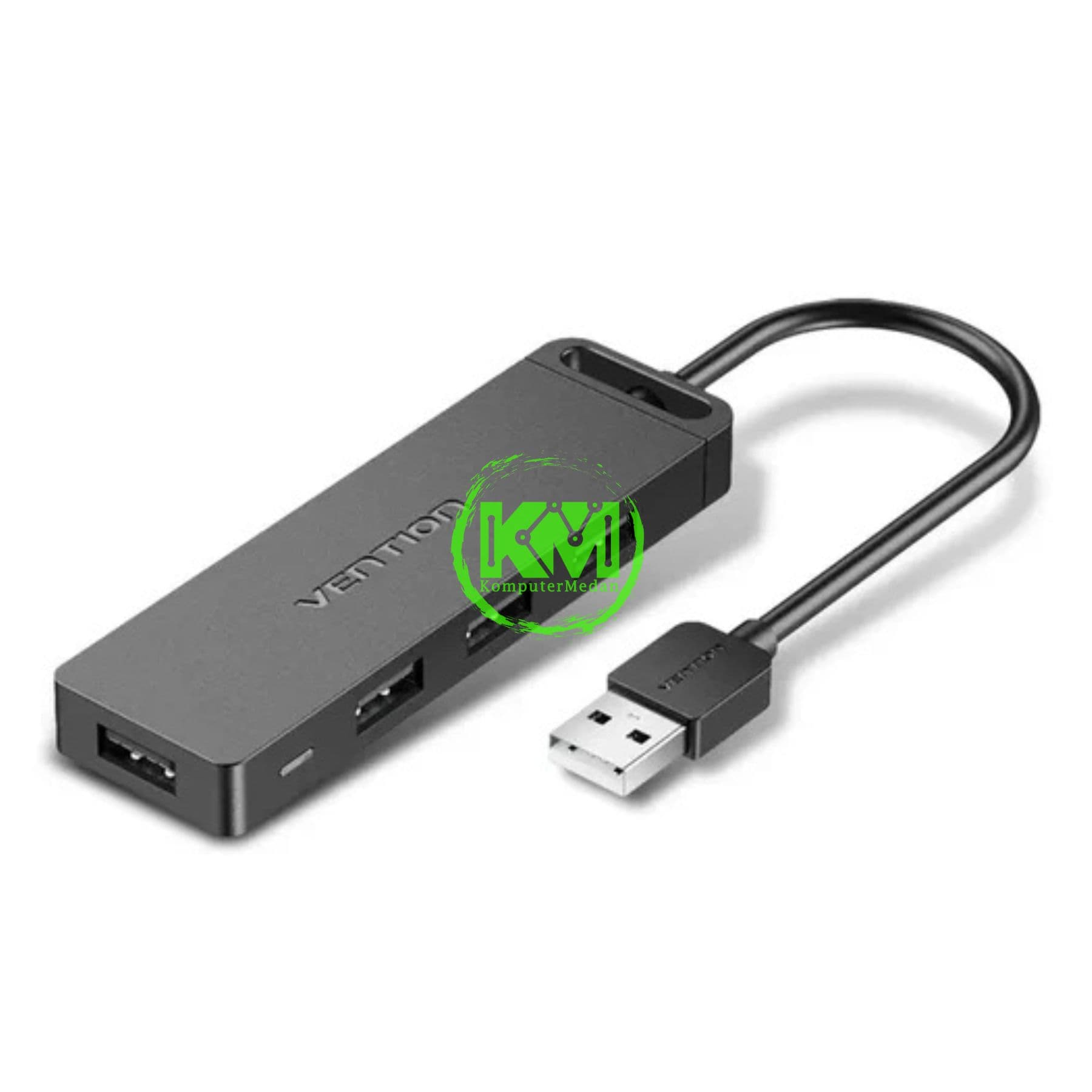 VENTION 4-PORT USB 2.0 HUB WITH POWER SUPPLY 0.15M BLACK (CHMBB) - Image 1