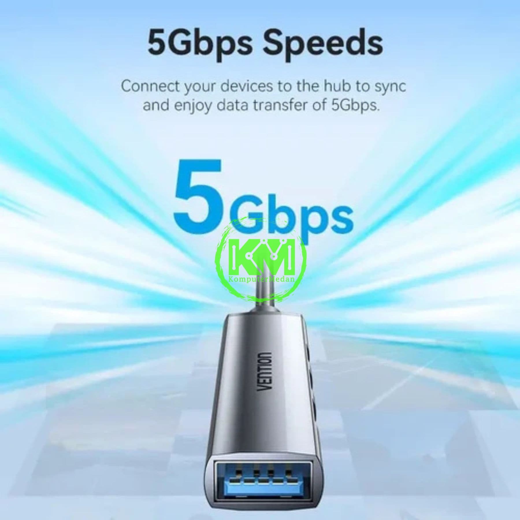 VENTION USB 3.0 TO USB 3.0/USB 2.0*3 MINI HUB 0.15M GRAY METAL TYPE (CKOHB) - Image 3