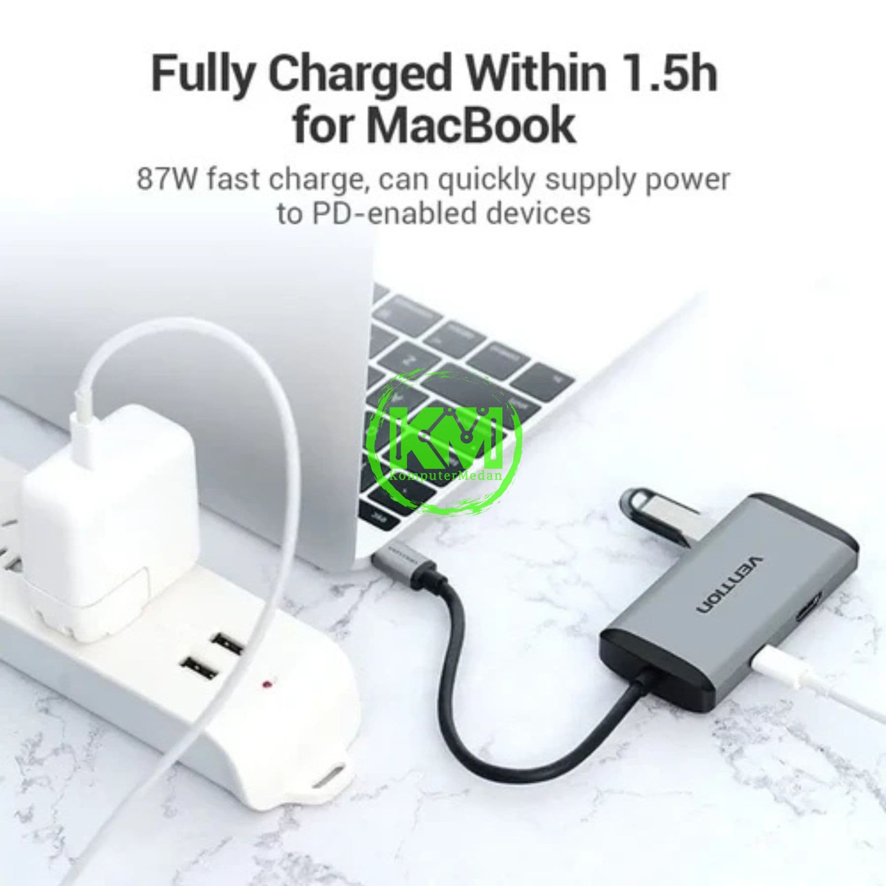 VENTION 6 IN 1 HUB TYPE-C TO HDMI/USB 3.0*3/RJ45/PD CONVERTER 0.15M GRAY METAL TYPE (CNCHB) - Image 4