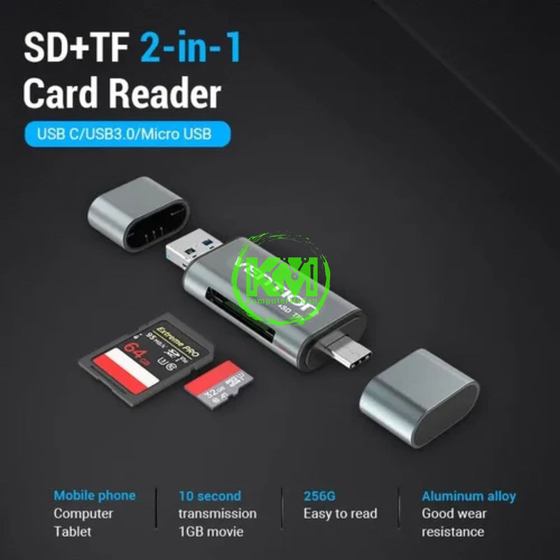 VENTION USB 3.0 MULTI-FUCTION CARD READER GRAY METAL TYPE (CCHH0) - Image 2