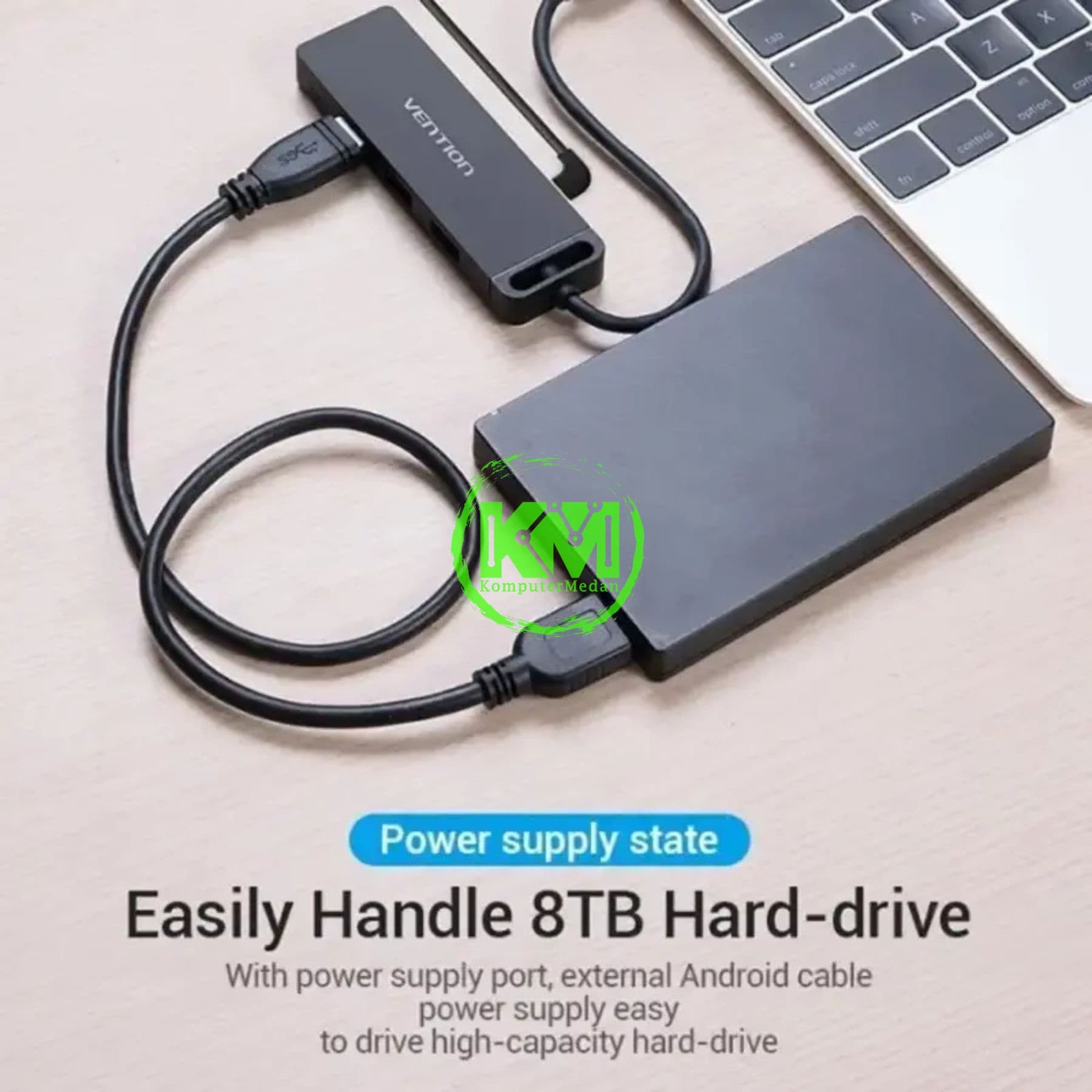 VENTION 4-PORT USB 3.0 HUB WITH POWER SUPPLY 0.15M BLACK (CHLBB-SCB) - Image 5
