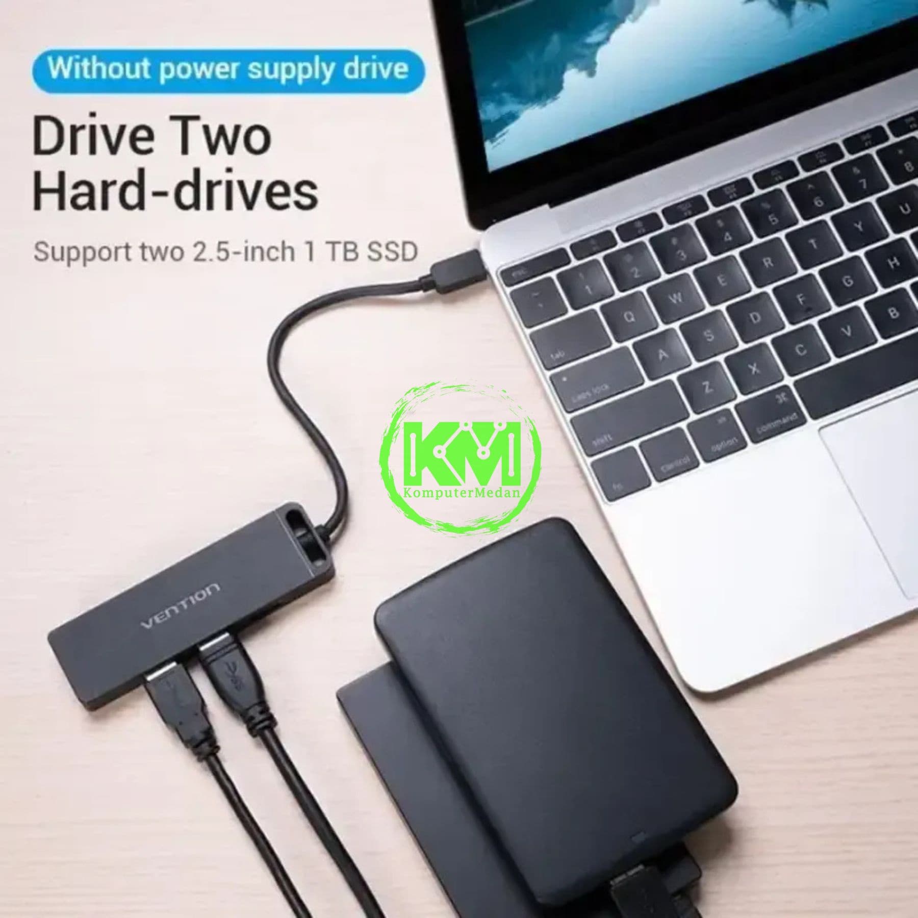VENTION 4-PORT USB 3.0 HUB WITH POWER SUPPLY 0.15M BLACK (CHLBB-SCB) - Image 4