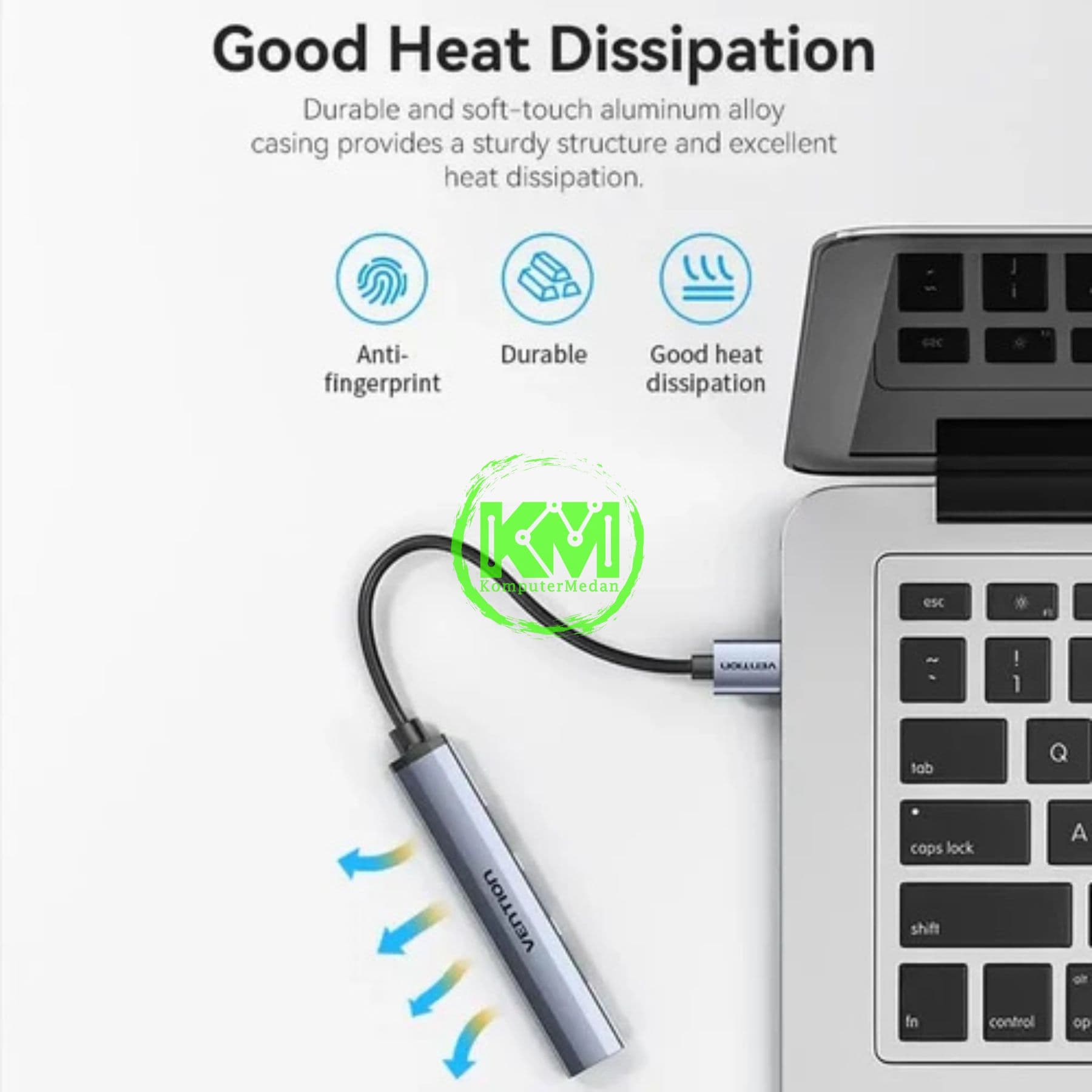 VENTION USB 3.0 TO USB 3.0/USB 2.0*3 MINI HUB 0.15M GRAY METAL TYPE (CKOHB) - Image 4
