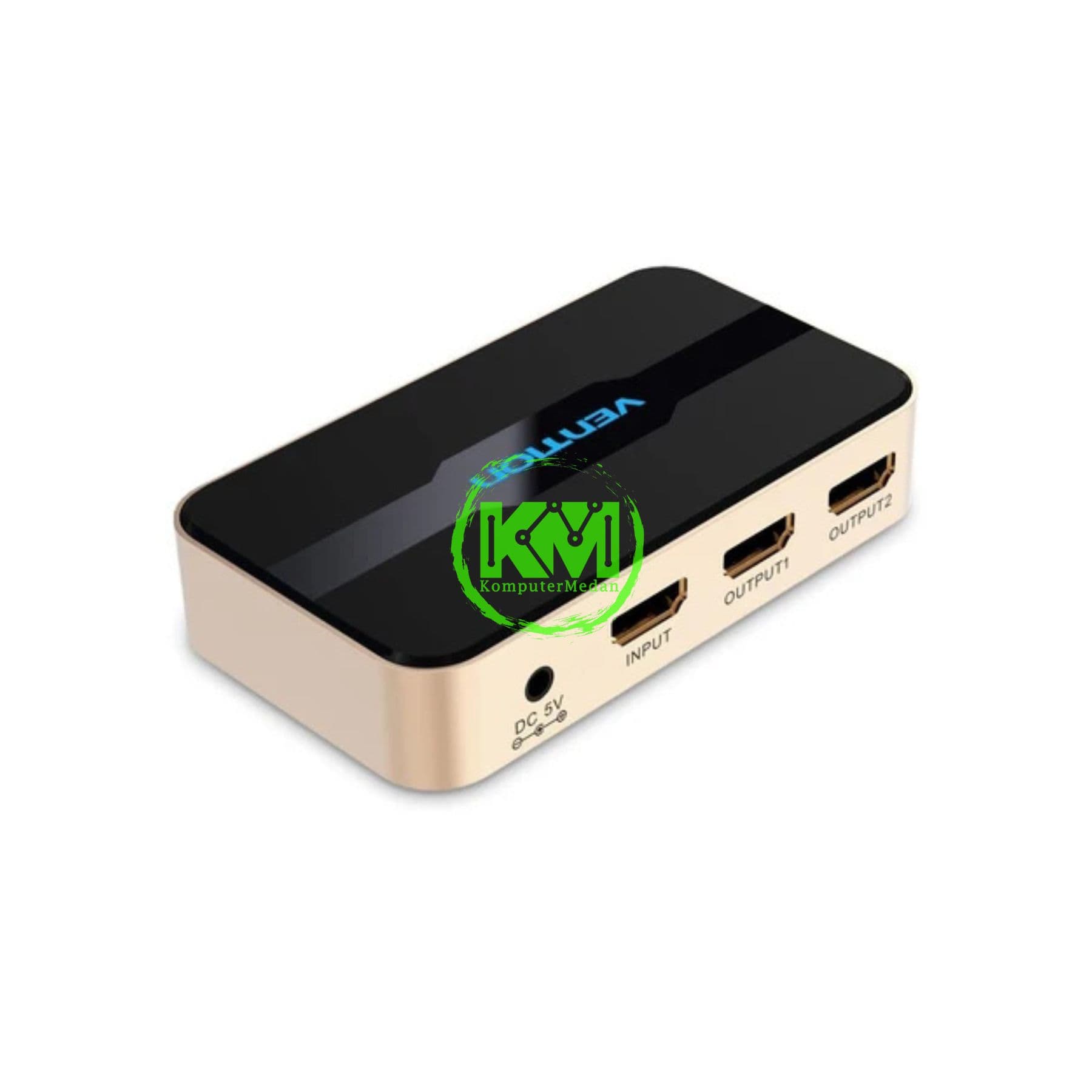 VENTION 1 IN 2 OUT HDMI SPLITTER 4K@30HZ GOLD ALUMINUM ALLOY TYPE (ACBG0-EU) - Image 1