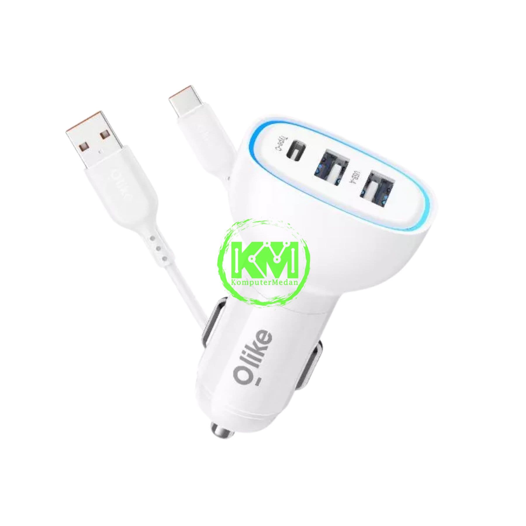 OLIKE 4.8A 3 PORTS CAR CHARGER SET R9C WHITE - Image 1