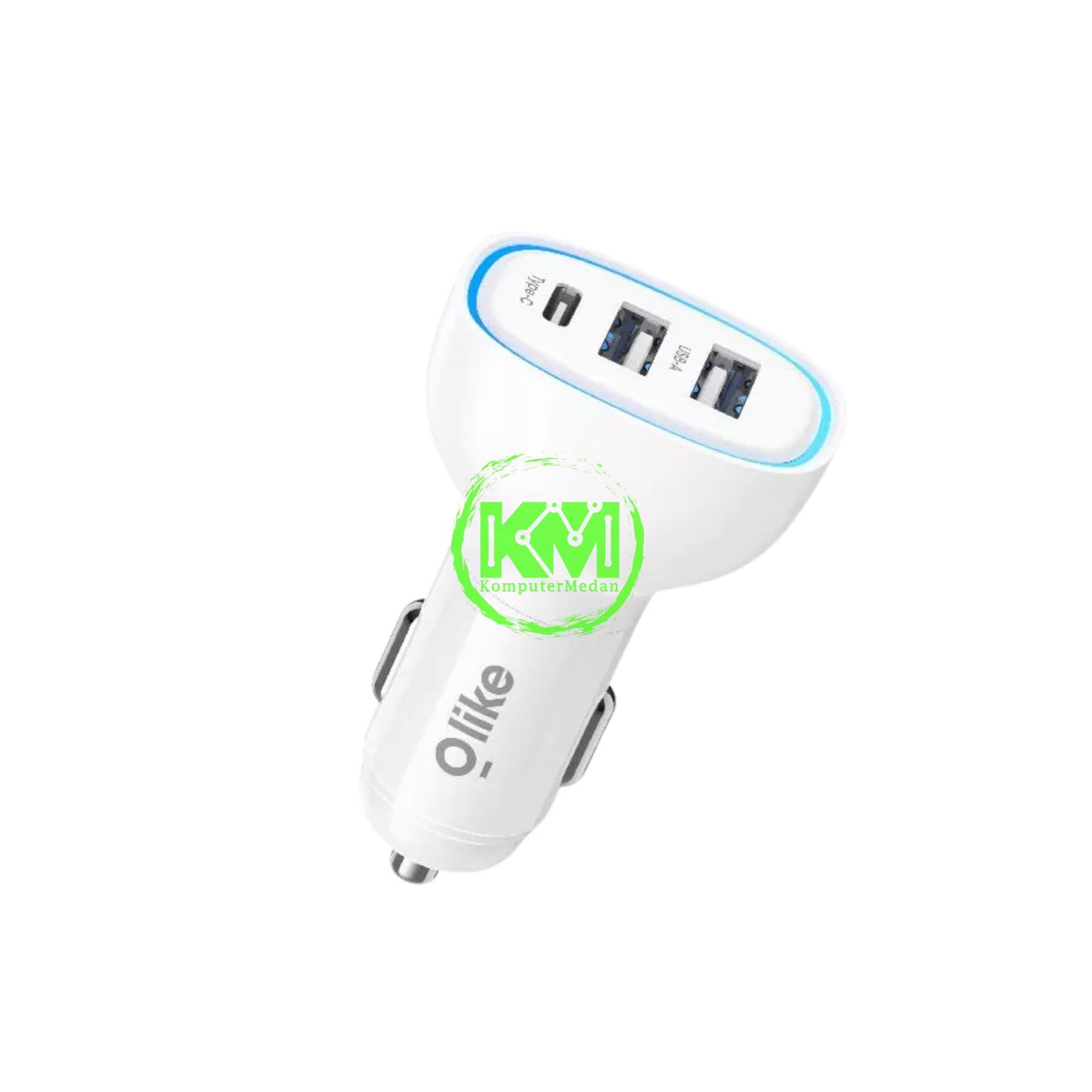 OLIKE 4.8A 3 PORTS CAR CHARGER SET R9C WHITE - Image 3