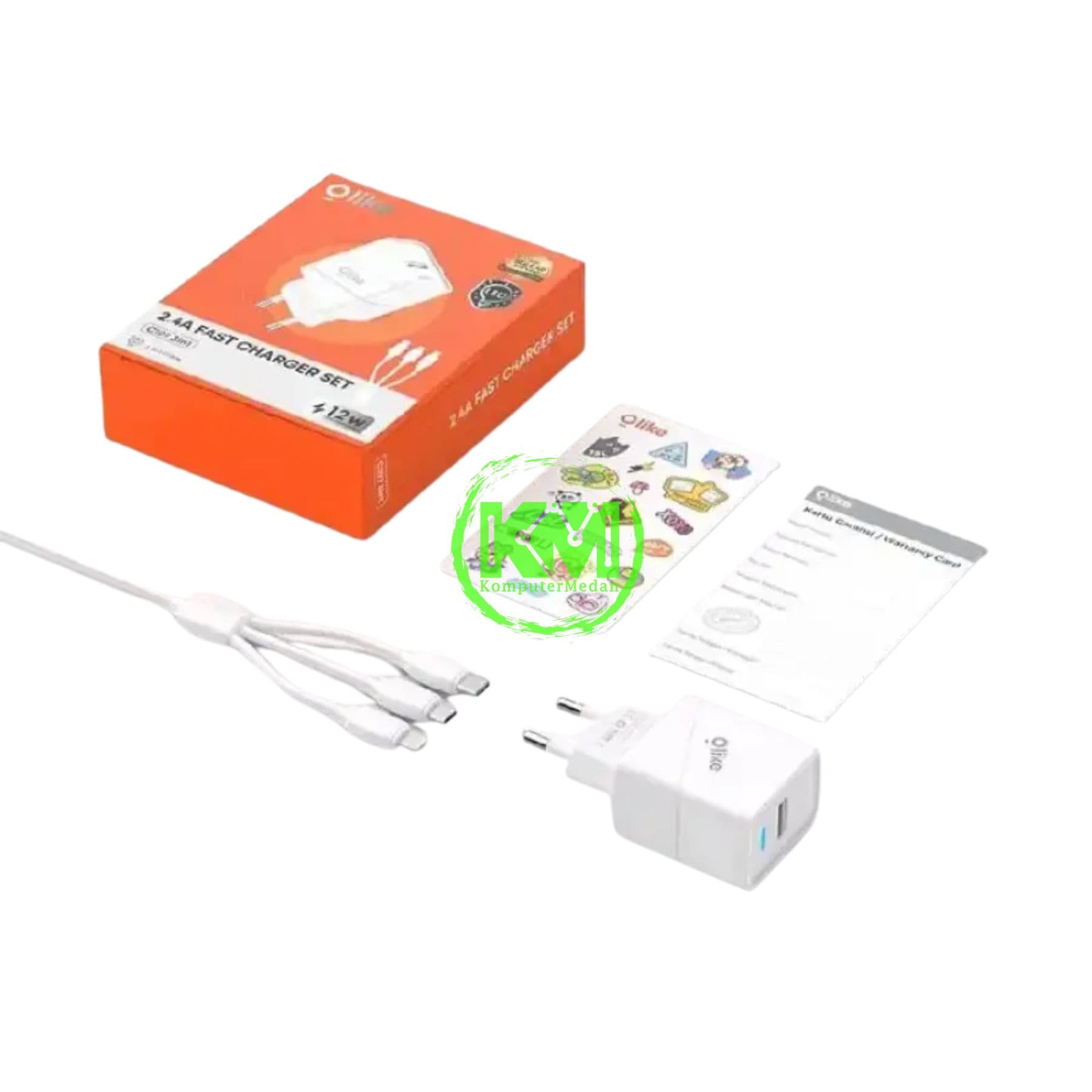 OLIKE 3IN1 2.4A FAST CHARGER SET C107 WHITE - Image 3