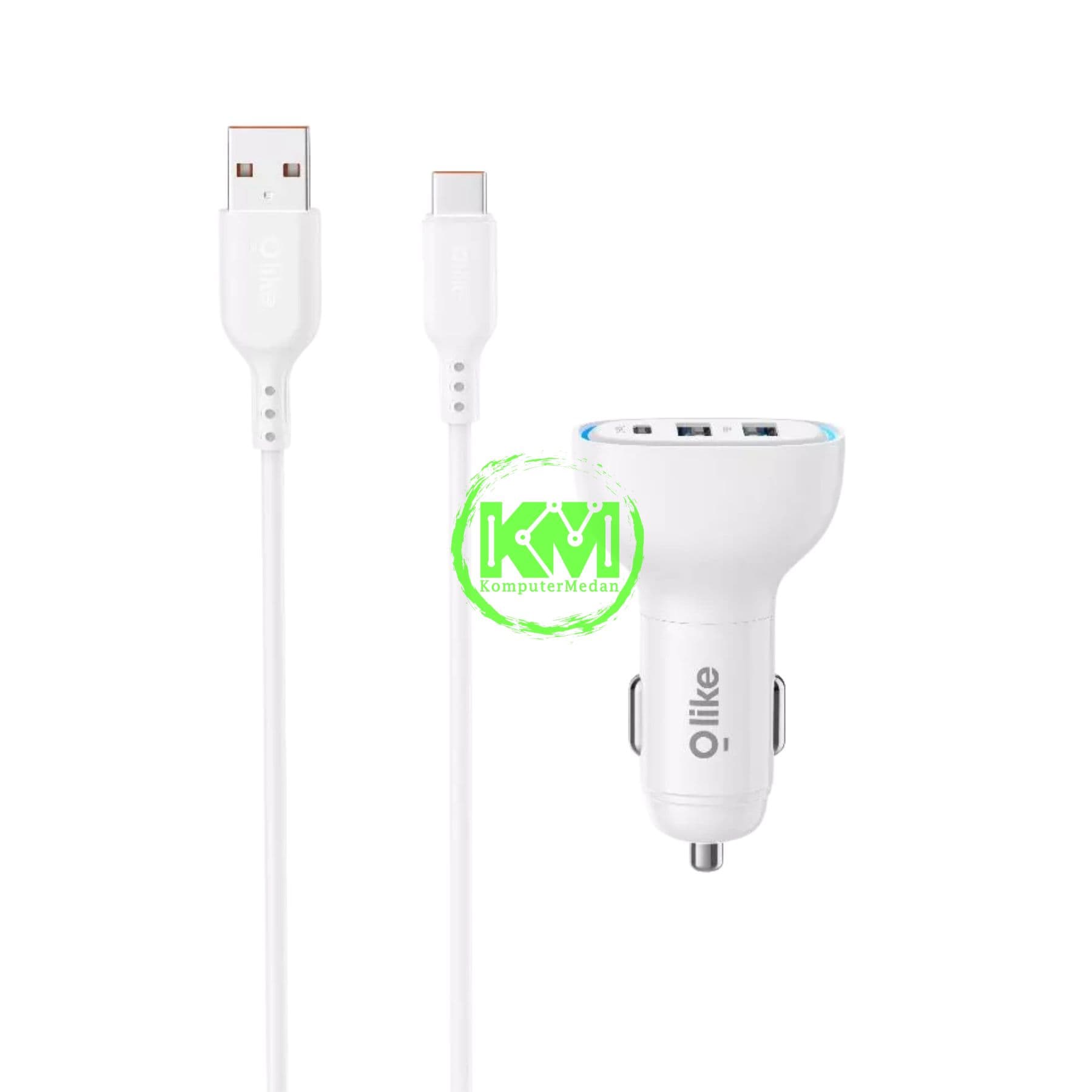 OLIKE 4.8A 3 PORTS CAR CHARGER SET R9C WHITE - Image 2